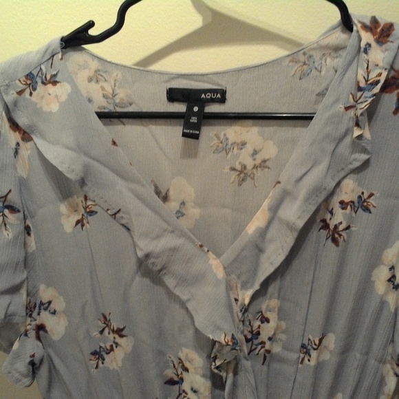 Aqua Floral High Low Skirt Dress in Small - Picture 3 of 7